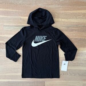 Boys black nike swoosh hooded long sleeve sweatshirt size 5 nwt